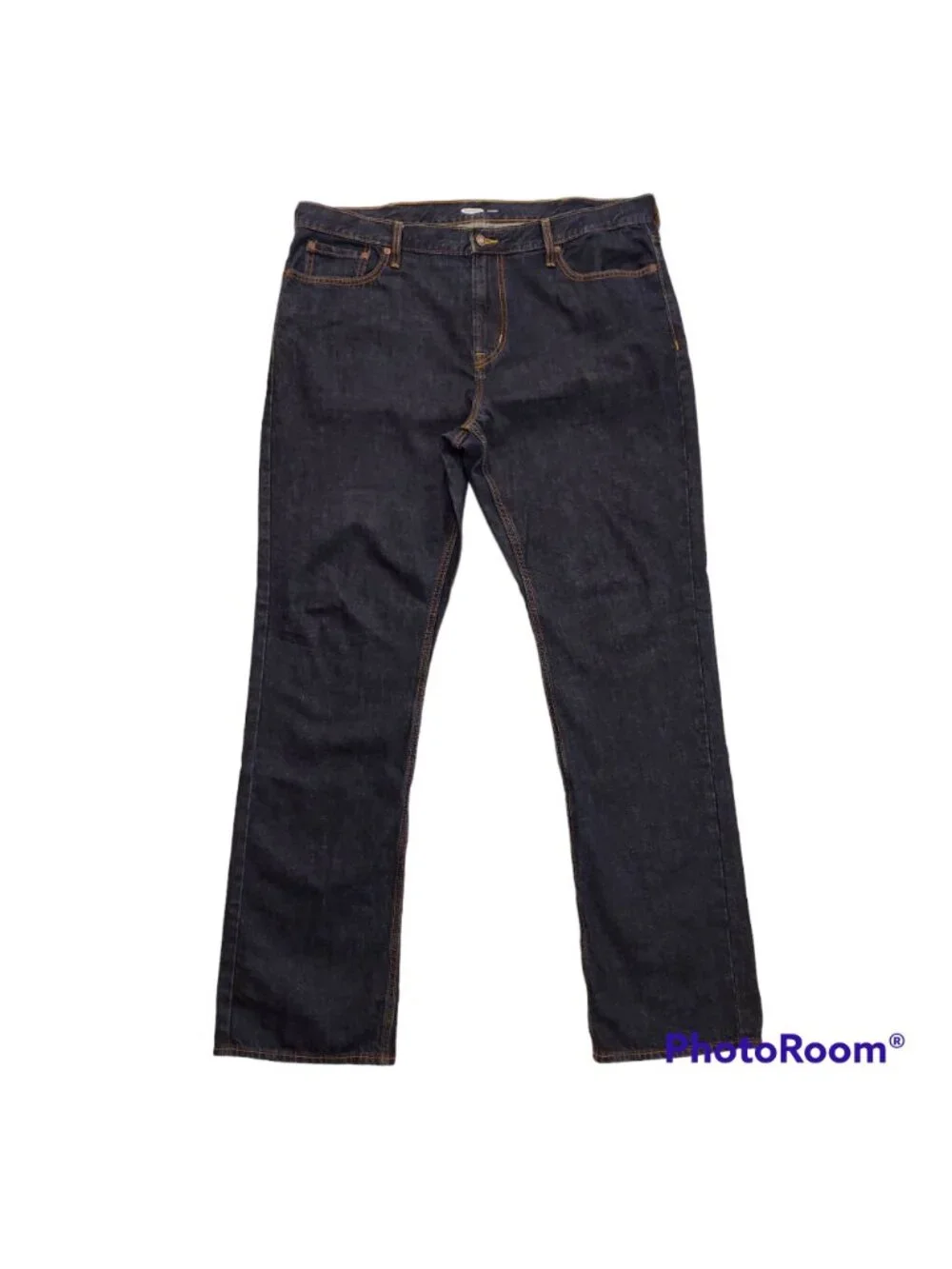 Old Navy dark mens straight 42x36 jeans measure 43x35.5 high rise 100% cotton